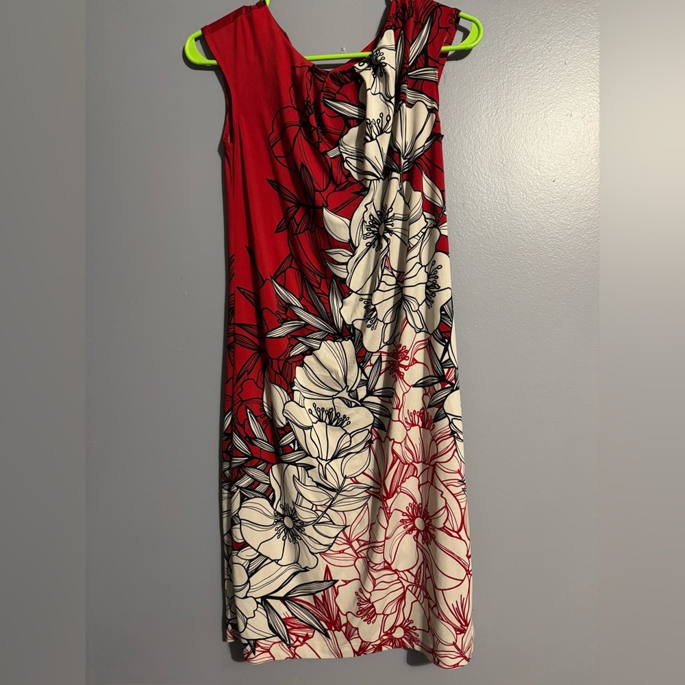 Cato Red and White One Shoulder Floral Dress